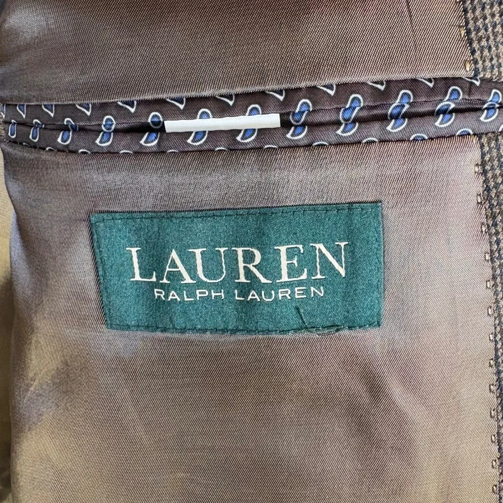 Lauren Ralph Lauren Blazer Men's 52R Brown Micro Houndstooth Sport Coat 2-Button